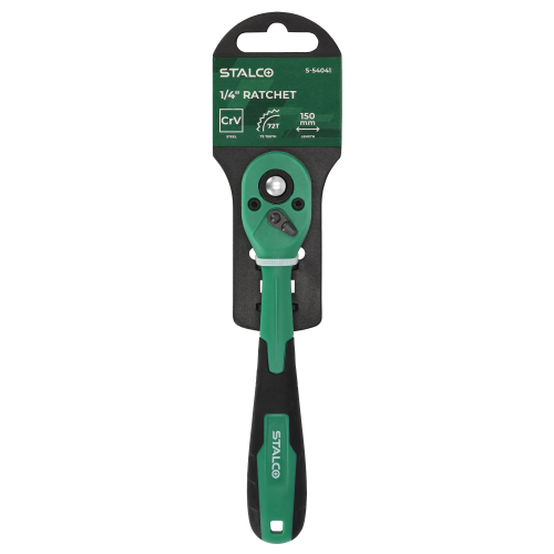 Grzechotka odgięta z powłoką kompozytową 1/4” 72 zęby 150 mm STALCO